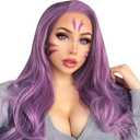 eNilecor Purple Lace 24 Inches Front Wig Women Long Synthetic Realistic Wavy Glueless Hair Replacement Wigs