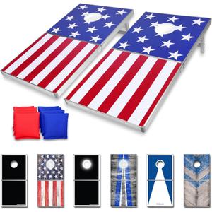 GoSports 4 x 2 ft Ultra Portable Cornhole Board Set - Choose LED Lights or Standard - Regulation Size Corn Hole Games for Adults, Perfect for Tailgating and Camping - Includes 8 Bean Bags & Rules
