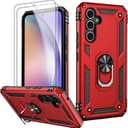 2 x LUMARKE for Galaxy A54 Case with Screen Protector,Pass 16ft. Drop Tested Military Grade Protective Phone Cover with Magnetic Ring Kickstand Compatible with Car Mount Holder Red