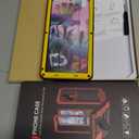 FW Samsung Galaxy S23 Metal Case with Slide Camera Cover Built in Screen Protector Full Body Hybrid S23 Case Metal Kickstand Military Heavy Duty Armor Silicone Case for Man Woman (Yellow)