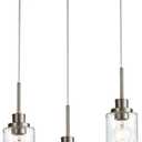 3-Light Farmhouse Chandelier Light Fixture Brushed Nickel Clear Seeded Glass Dining Room Hanging Modern Pendant Lighting Over Table,Traditional Ceiling Lights for Kitchen Island Entryway