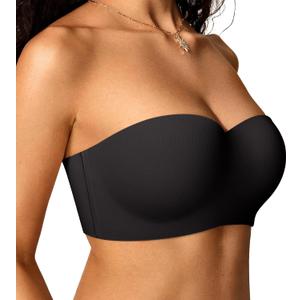 OEAK Womens Strapless Bras with Wireless/Underwire Multiway Non-Slip Tube Top Push Up Bralette Seamless Padded Bandeau Bra (36C, Black)