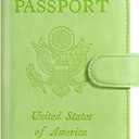 Passport Holder Cover Wallet RFID Blocking Leather Card Case Travel Accessories for Women Men (Apple Green)