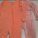 GUISBY Baby Footless Rompers, Rayon Pajamas 2 Way Zipper with Long Sleeve Sleeper, Orange-pink, 18-24 Months