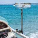 Boat Mirror, Upgraded Pontoon Boat Rear View Mirror with Telescopic Pole & Heavy Duty Bracket,Wide Angle Adjustable Marine Rear View Mirror for Pontoon Boat Ski Boats Water Skiing