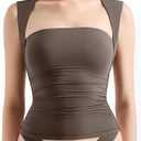   SUUKSESS Womens Square Neck Going Out Tank Tops Double Lined Summer Sleeveless Business Casual Shirt, Small