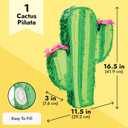 Juvale Cactus Pinata for Taco Party Decorations & Adult Party Decorations - Durable Corrugated Paper with Easy Top-Fill Opening - 16.5 x 11.5 x 3 In, Green