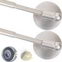 Heavy Duty Magnetic Curtain Rods for Metal Door (16-28" Pack 2 Nickel) Magnetic Cafe Curtain Rod with Strong Magnet & Suction-Cup (Patent Pending)