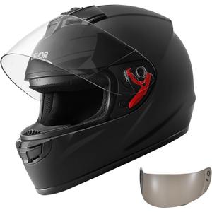 VEVOR Full Face Motorcycle Helmet DOT Approved, Dual Visor & Interchangeable Lens, Smart Street ABS Helmet Comfortable Motocross Helmet, Fit for Youth & Adults, XX-Large (Black, XXL)