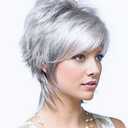 SEVENCOLORS Short Grey Wigs for Women Natural Layered Pixie Cut Wig with Bangs Synthetic Hair Short Silver Gray Wigs for Older White Women