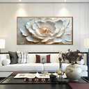 White and Pink Flower Pictures Wall Decor for Office Women - Modern Wall Art for Living Room - Wooden Framed Wall Art for Bedroom Size 29" x 59"
