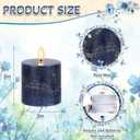 Navy Blue Flameless Candles with Remote and Timer, 3"x3" Real Wax Battery Operated Pillar Candles with 3D Flickering Flame, Set of 3