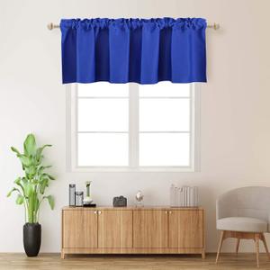 Royal Blue Valance Blackout for Windows Living Room Bedroom Kitchen Bathroom Basement 18 Inch Length Rod Pocket 52 x 18 Inches Long 1 Panel