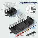 Large Dish Drying Rack, Expandable Dish Rack for Kitchen Counter, Dish Drainer with Drainboard Set, Multifunctional Dishrack with Utensil & Cup Holder, 13.4"-28.7" L x 11.8" W x 9.3" H, Black