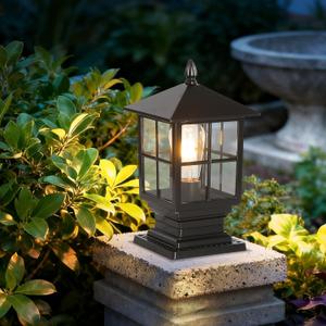 SLAWA Outdoor Post Light Fixture, Modern Outdoor Column Lights IP54 Waterproof Aluminum Pillar Lights Outdoor Lighting for Yard Garden Patio Path, with Clear Glass Shade