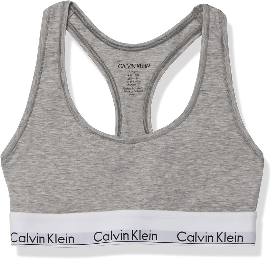 Calvin Klein Women's Modern Cotton Unlined Wireless Bralette (1X, Grey Heather)