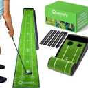 Putting Green Indoor | Wrinkle-Free Golf Mat with Auto Ball Return | Non-Slip Surface & Alignment Markings for Accurate Putting Practice at Home, Office & Outdoors | Improve Stroke Control & Precision