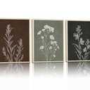 3Pcs Minimalist Plant and Flower Wall Art Modern Minimalist Style Plant and Flower Poster Image Print Gallery Home Decor Painting Suitable for Living Room Bedroom Bathroom 12x16 in Ready to Hang