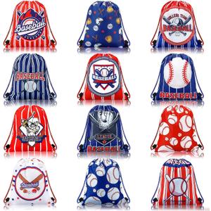 Tondiamo 12 Pcs Baseball Soccer Party Favor Bags Kids Drawstring Soccer Candy Goodies Treat Bags Supplies
