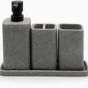 ZCCZ Beige Bathroom Accessory Sets, 4 Pieces Bathroom Accessories Complete Set Vanity Countertop Accessory Set, Includes Lotion Dispenser Soap Pump, Tumbler, Toothbrush Holder and Tray