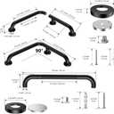 16 Inch Angled Grab Bar, iHansee Anti Slip L-Shaped Shower Grab Bar w/ 16 Inch Straight Bathroom Balance Bar, Knurled Stainless Steel Safety Handle for Seniors Elderly Injury Handicap, Matte Black