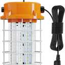 LED Temporary Work Light 100W 15000Lm 5000K Daylight White High Bay led Construction Light with Hook Portable Linkable Durable LED Job Site Lighting for Damp Location Indoor Outdoor Area Lighting