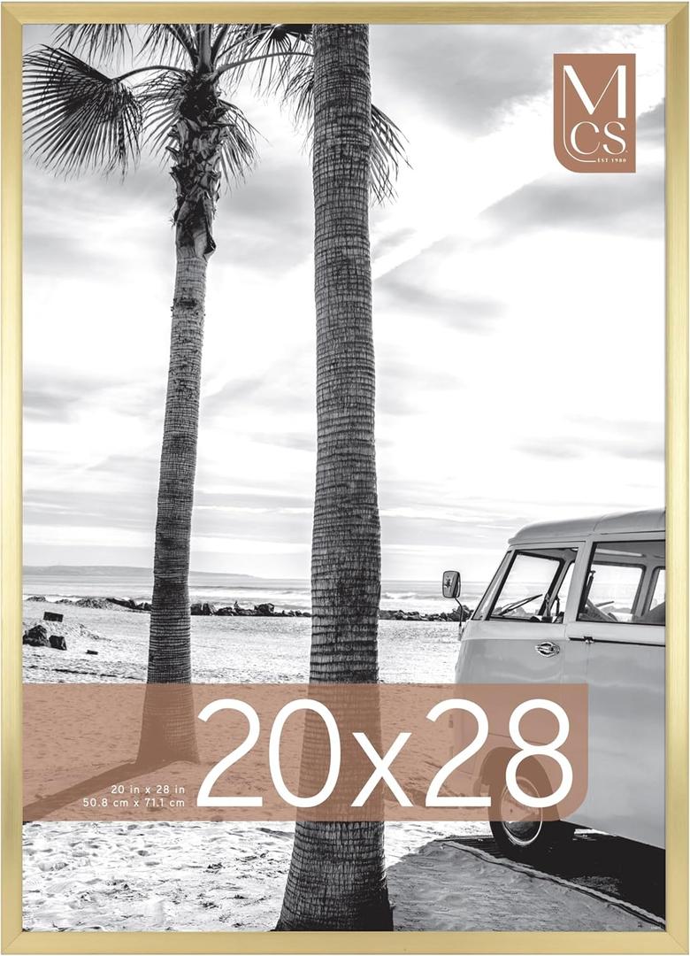 MCS Foundation 20x28 Poster Frame Traditional Brass, Vertical & Horizontal Wall Hanging Large Picture Frame for Photos, Posters & Art Prints (1-Pack)
