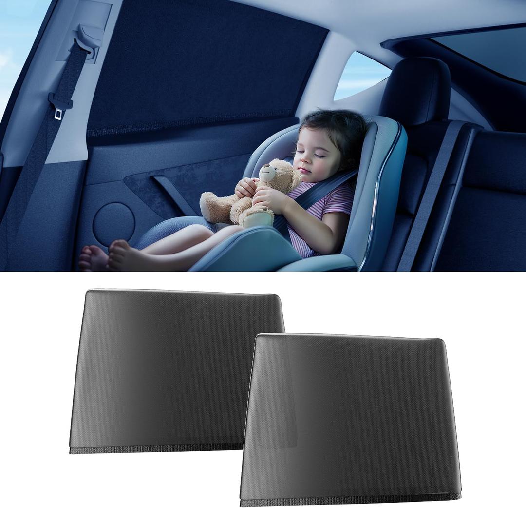 DMJN Car Window Shades for Baby (100% UV & Sun Block) Car Side Windows Covers Sun Shades for Baby in Car,Easy-Install Nano Ice-Crystal Coating-Universal Fit (Medium),2 Pack