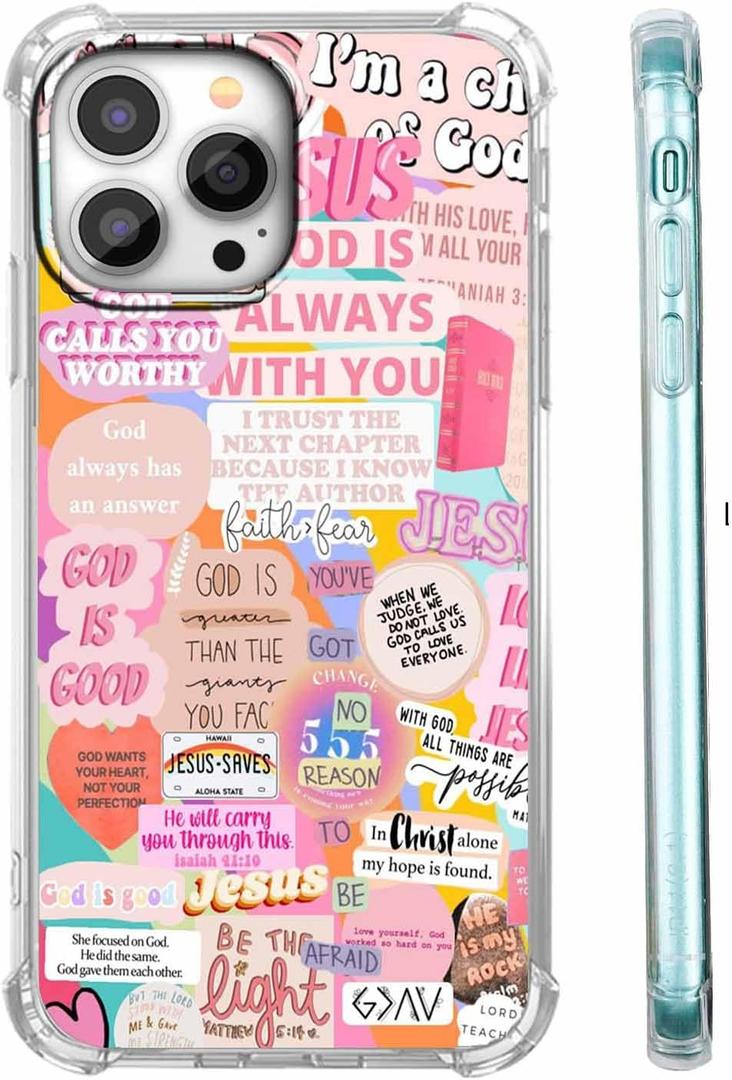Case for iPhone 15 Pro Max with Christian Design,Jesus Bible Verse Christian Quotes Collage,Soft TPU Bumper Case for iPhone 15 Pro Max,#5