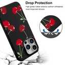 JOYLAND Fresh Cherry Pattern Phone Case for iPhone 16 Pro,Kawaii Fruit Printed Black Liquid Silicone Case Soft Shockproof Protection Shell with Soft Microfiber Lining for Girls Women