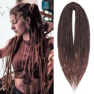 Leeven 30 Strands Double Ended Synthetic Dreadlock Extensions 24 Inch Thin Ombre Brown Full Set DE Hippie Wool Dreads Braid in Soft Viking Dreads for Women Men