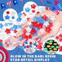 Weysat 240 Pcs Glow in Dark Patriotic Vase Filler 4th of July Star Gem Bead Red White Blue Decor Acrylic Resin Luminous Star for Memorial Day Independence Day Party Tabletop, 0.8/0.2 Inch(Mixed)