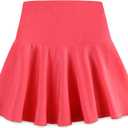 Girls Tennis Skirts Stretch High Waist Youth Athletic Pleated Skirt Shorts Lining Skorts for Girls 17-18 Years Melon Red