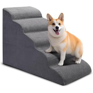 Dog Stairs for Bed, 5-Step Dog Steps for Couch and High Bed, Non-Slip Pet Stairs, 24" High Sofa Foam Ramp - Best for Small Pets, Older Cats with Joint Pain
