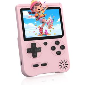 Handheld Game Console, Preloaded 500 Retro Video Games with 3.0 inch LCD Screen, 1200mAh Rechargeable Battery, Mini Arcade Electronic Gaming 1-Player Xmas Birthday Gift for Boys & Girls (Pink)