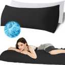 Ubauba Memory Foam Body Pillow with Cover, Full Large Body Pillows Insert for Adults with Envelope Closure Pillowcase, Firm & Fluffy Long Bed Pillows for Sleeping (20x54 inch, Pitch Black)