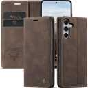 CaseMe for Samsung Galaxy S25+/ Plus Wallet Case,Soft PU Leather Flip Case Magnetic Stand Flip Protective Leather Cover with ID & Credit Card Slots Holder Case (Coffee, S25+)