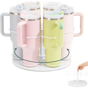 Upgraded Water Bottle Organizer for Stanley 40 oz/30 oz/20 oz,Rotating Stanley Cup Organizer Holder,Tumbler Holder Organizer, Easy to Install Kitchen Organizers and Storage for Stanley Cup Accessories (White)