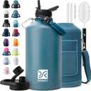 1 Gallon Water Bottle Insulated | Thickened Stainless Steel Vacuum Metal Water Jug | Portable Sports Large for Gym and Hiking with Straw, Carrier Bag, Handle Strap | BPA-Free 128 oz (Indigo)