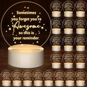 20 Pcs Employee Appreciation Gifts Bulk Sometimes You Forget You're Awesome Acrylic Night Lamp with Inspirational Gift for Social Worker Assistant Women Boss Emergency Nurses(Round)