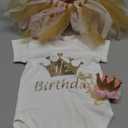 IDOPIP Birthday Outfit Girls Baby Strawberry Heart One Romper + Ruffle Tulle Skirt + Sequins Crown Headband 3PCS Clothes Set