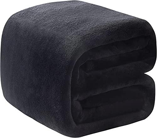 Polar Fleece Blanket Twin Size Lightweight Throw for The Bed Extra Soft Brush Fabric Super Warm Sofa Blanket 66" x 90"(Black Twin)