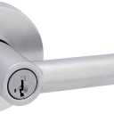 Kwikset 740MILRDT-26DS 740MILRDT-S Milan Single Cylinder Keyed Entry Door Lever Set with Round Rose and SmartKey, Satin Chrome