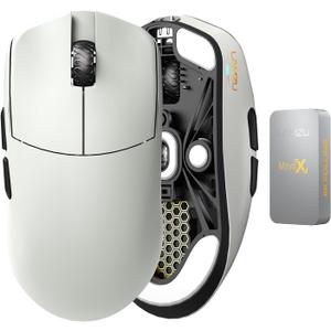 Lamzu Maya X Wireless Gaming Mouse, Ultra Lightweight 47g, Optical Switch, Maximum 30000 DPI, Symmetrical, MCU Nordic 52840, Dust-Proof Encoder, PAW3950 Sensor(Larger Maya) (Grey)