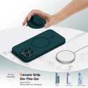 Upgraded Magnetic Phone Grip, Liquid Silicone Soft and Portable, Removable Finger Loop Ring Grip Holder for iPhone, Strong Magnetic Attraction, Compatible with MagSafe Phone Case, Dark Green