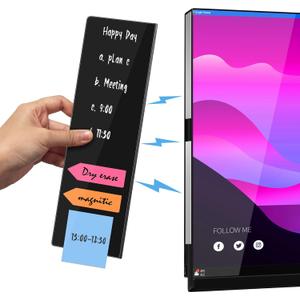 Magnetic Monitor Memo Board, Acrylic Message Reminder Board for Moniter Side, Office Desk Accessories for Women Men, Computer Sticky Note Holder Home Office Memo Holder, Black, XL