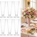 6 Pcs Trumpet Vases for Centerpieces 9'' Tall Vase Wedding Party Favors Clear Tall V Shape Plastic Vases Floral Planter Container for Home Party Centerpiece Supplies Decor
