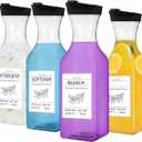 Laundry Detergent Dispenser Bottle 53oz with Label,4 Pack Liquid Laundry Dispenser,Plastic Detergent Dispenser for Laundry Room Organization and Storage,Black Lid