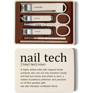 Best Nail Tech Gifts for Women Nail Clipper Set, 6 Pcs Toenail Clippers, Stainless Steel Fingernail Clipper Sharpest Thick Toenail & Ingrown Nail Clipper Set (Nail tech)
