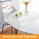 50 Inch Round Clear Plastic Table Protector 1.5mm Thick Clear Plastic Tablecloth Wipeable Water Resistant Tabletop Cover PVC Vinyl Circle Furniture Cover Coffee Dining Tabletop Protective Pad